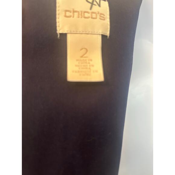 Chicos Dress Navy Blue Lace Overlay Sheath 3/4 Sleeve Notch V Neck Size 2 - Picture 5 of 13